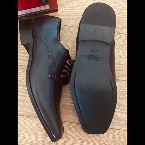 Dark Brown Chocolate Size 10.5 Square Toe Matte Tux Tuxedo Dress Shoes New - Picture 1 of 2